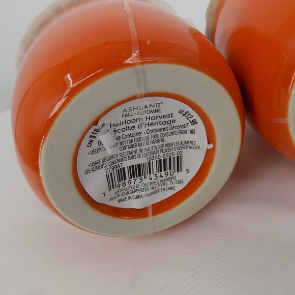 Set of 2 Ashland Heirloom Harvest Decorative Acorn Shaped Orange Container New - Picture 8 of 8